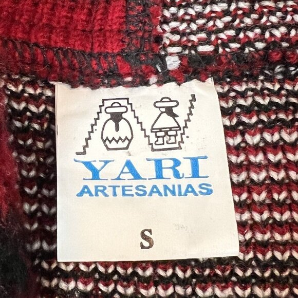 Yari Artesanias Mens Small Wolf Husky Dream Catcher Red Wool Hoodie Full Zip - Picture 3 of 8